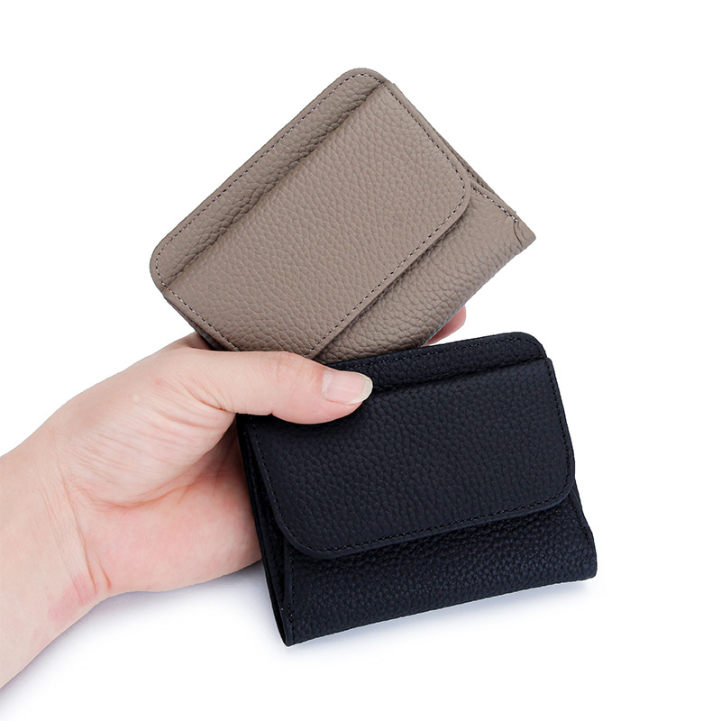 Ultra-thin Ins Style Cow Leather Credit Card Holder Fashion Women Short Wallet Large Capacity Coin Purse Korean Japan Money Clip