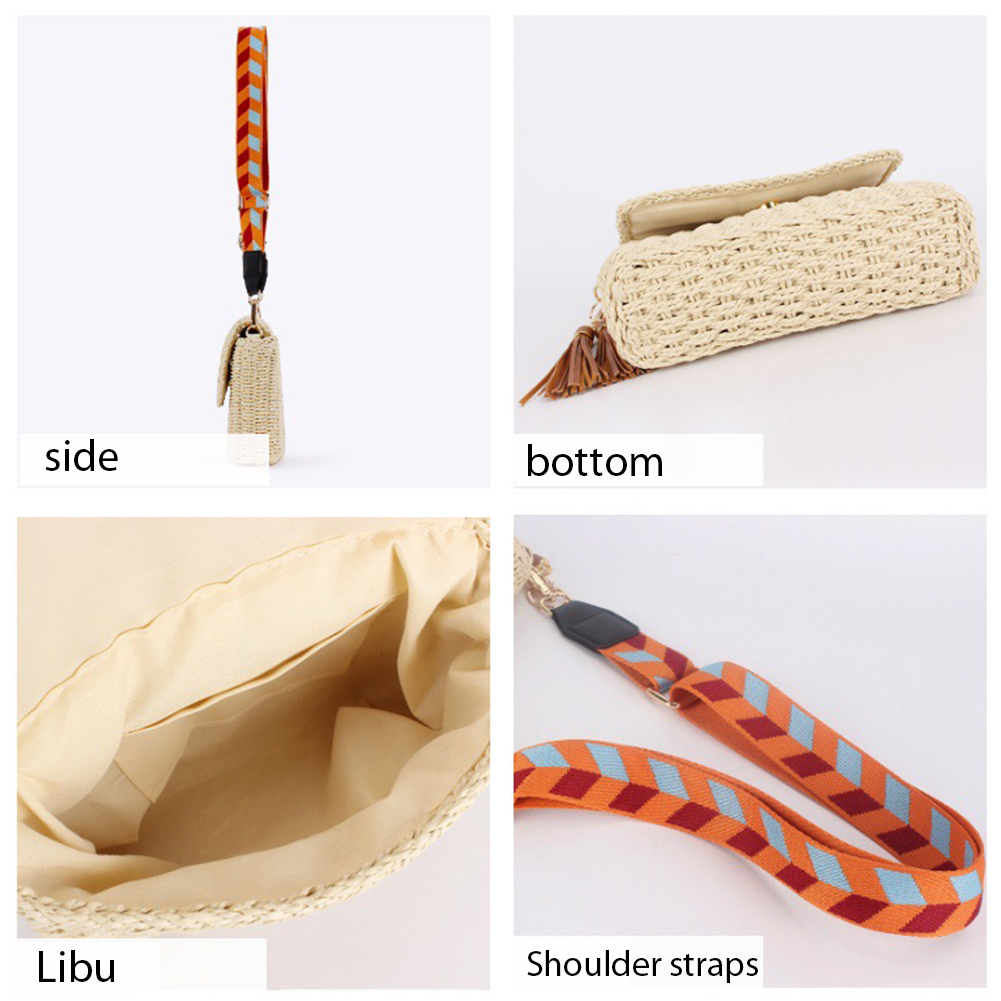 Women Vintage Shoulder Bag Large Capacity Retro Straw Handbag Solid Color Weaving Satchel Bag Ladies Summer Daily Bag