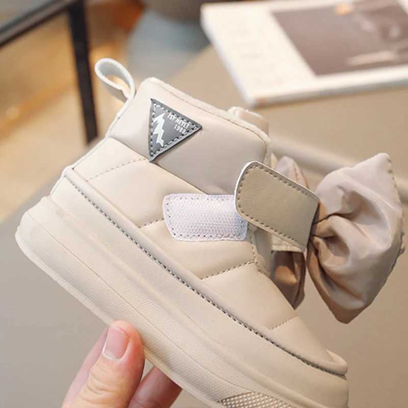 Winter Children Snow Boots Girls Fashion Big Bow-tie Design Princess Boots Kids Warm Thicken Cotton Shoes With Hook ClosureXJ241206
