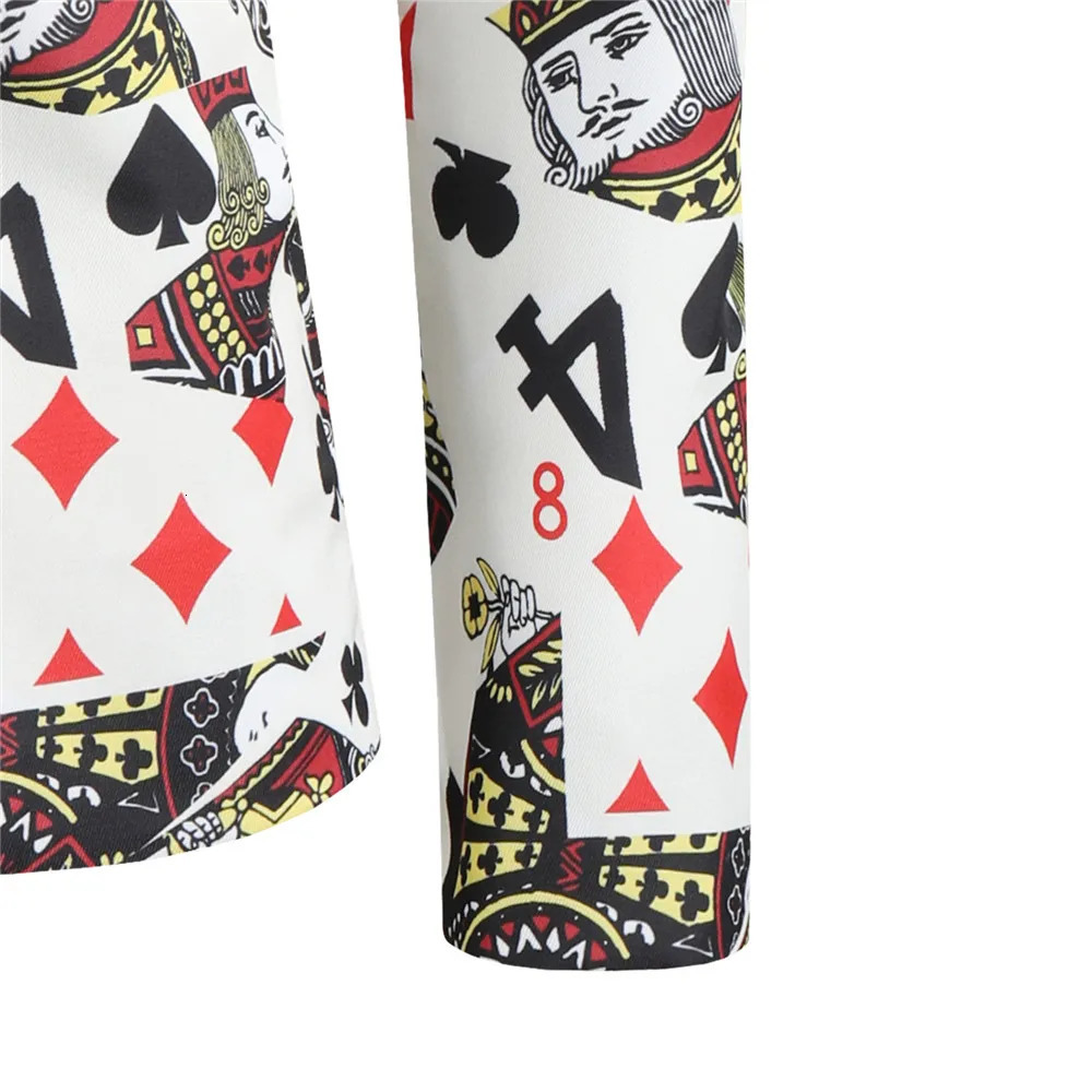 Poker card printing fun mens jacket Korean fashion party ball costume mens retro suit jacket 241106