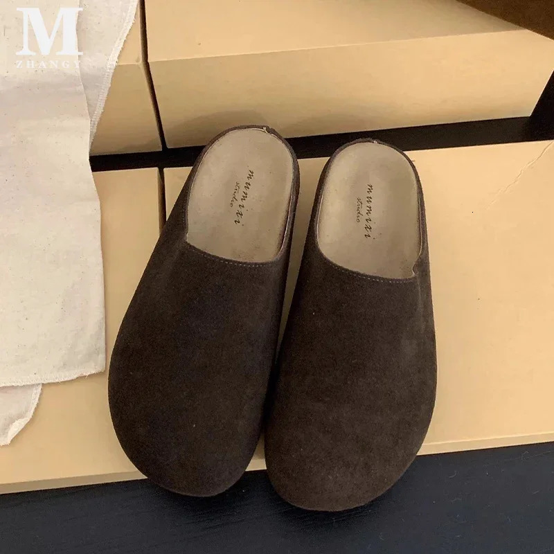 Leopard Women Slippers Platform Flats Suede Mule Shoes Woman Trend Slingback Casual Walking Fashion Mujer Zapatos 241106