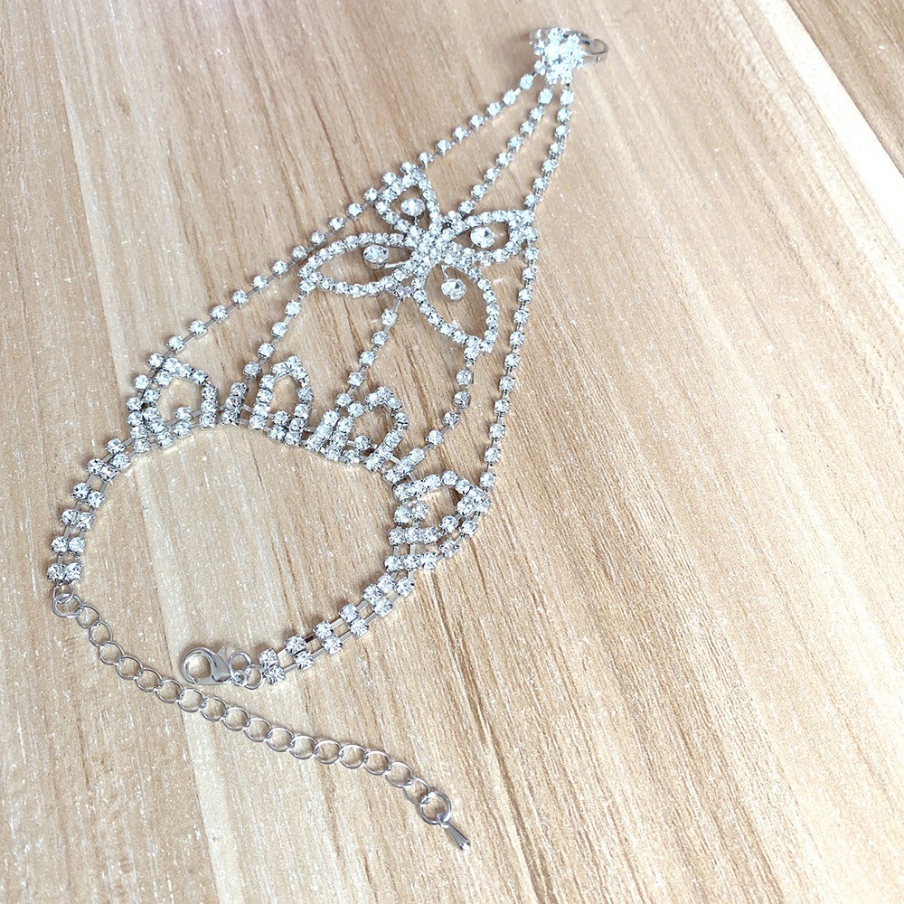 European and American Super Flash Fashion Full Diamond Butterfly Hand Back Chain Women's Ring Personalized Inlaid Diamond Premium Bracelet Jewelr