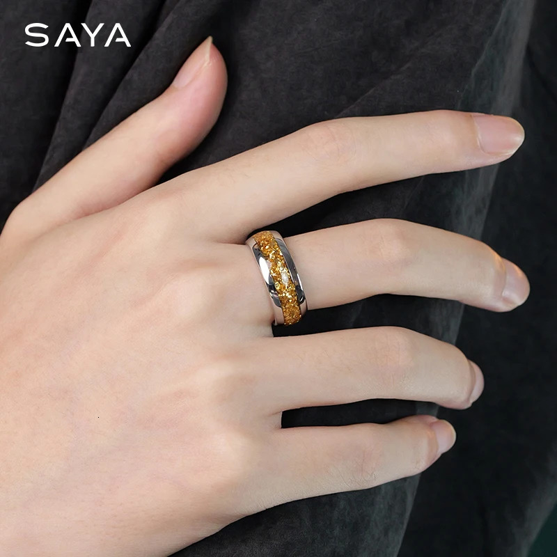 Mens Ring Womens Tungsten 8mm Gold Sparkling Painting Fill Party Birthday Engagement Gift Carving 241106