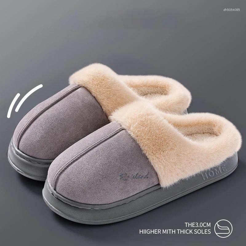 Designer Women's Slippers Plush Cotton Autumn Winter Home Shoes Indoor Thick Sole Non-Slip Warm Fashion Slides