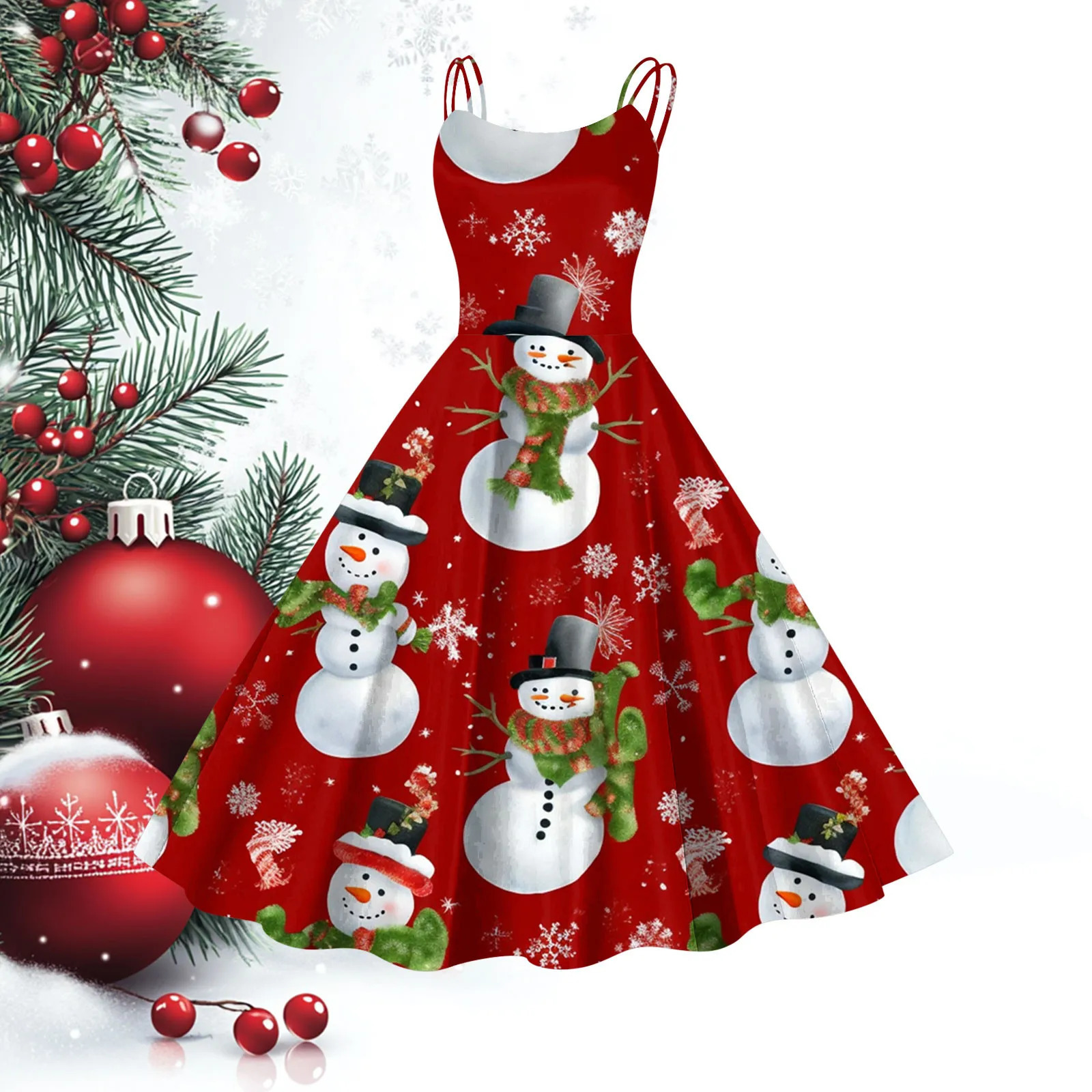 Christmas Cosplay Costumes Santa Claus Print Party Prom Dress for Women Sexy Straps Holiday Party Cocktail Evening Dresses Robe 241107