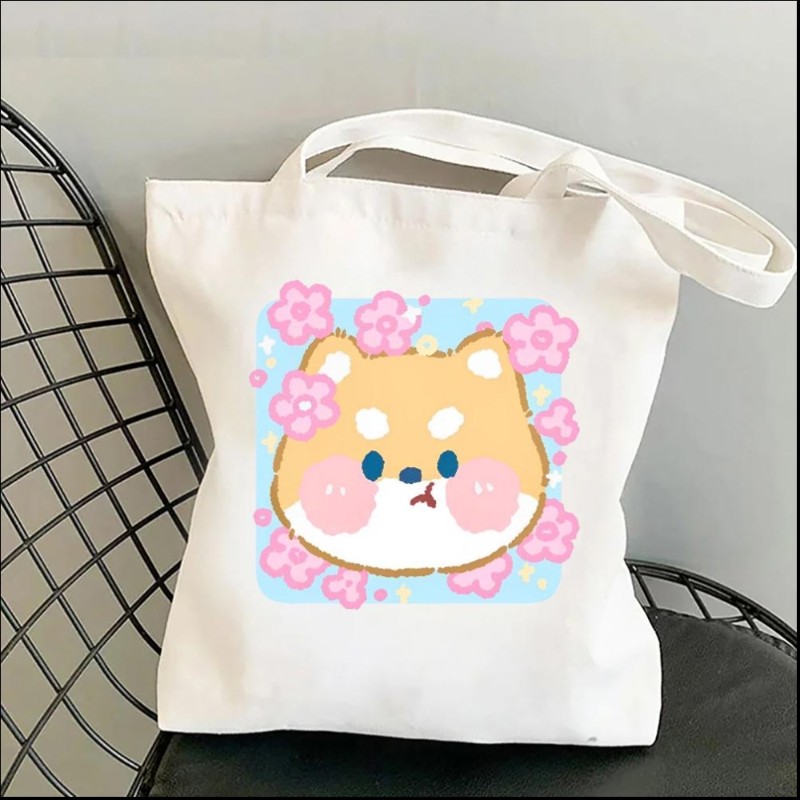 Small Animal Avatar Women Shoulder Bags Kawaii Shopper Shopping Canvas Bag Shoulder Bag Fashion Girl Handbags