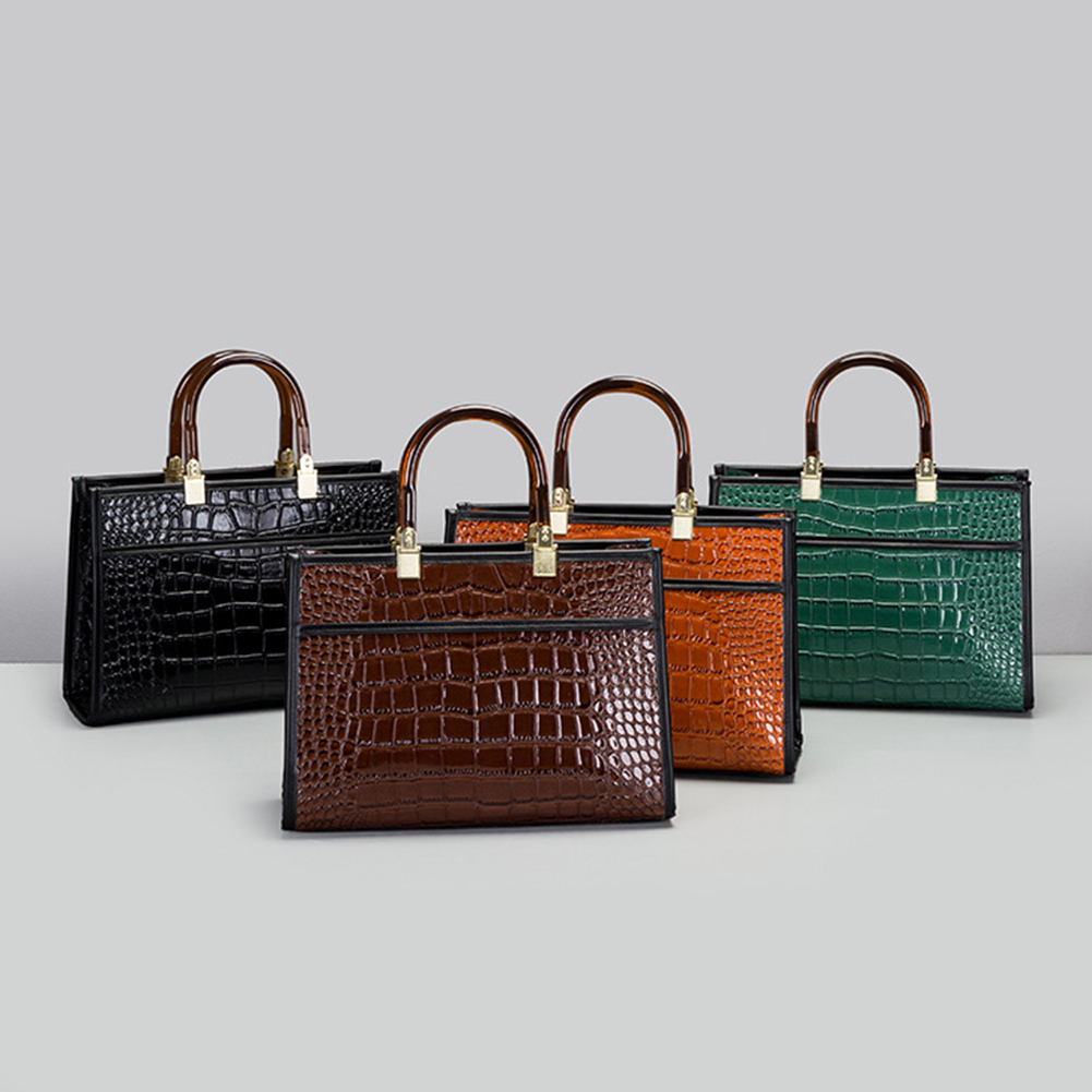 Women Crossbody Bag PU Leather Alligator Pattern Casual Handbags Large Capacity Fashion Adjustable Strap Daily Shopping Purses
