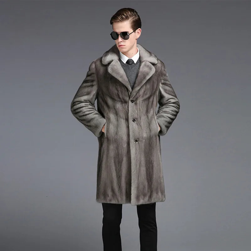 PFNW mens faux fur mens coat s mink fur soft wave long coat mens winter thick casual ecological fur leather jacket 12C1155 241107