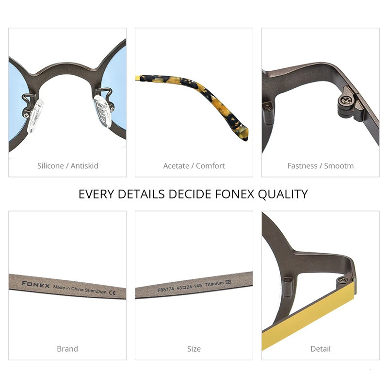 FONEX Sunglasses for Men Vintage Small Circular Polarized Sunglasses for Women UV400 Sunshade Glass F85774T 241106