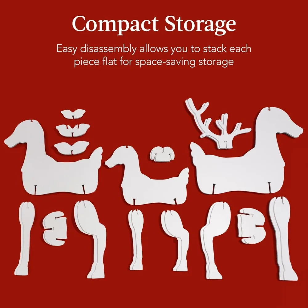3Piece 56in Reindeer Family Silhouette Set Outdoor Christmas Deer PVC Yard Decoration Holiday Decor 241107