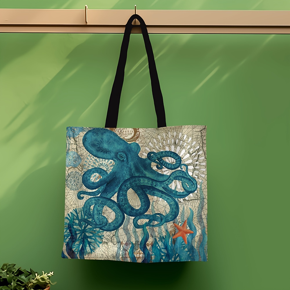 Rustic Tote Bag With Sloth Print Large Capacity Shoulder Shopping Bag Reusable Casual Travel Beach Bag For Women