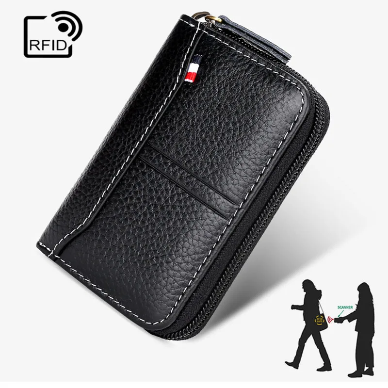 Men Card Holder Business Women Credit Cardholder Genuine Leather Case for Bank Cards Wallet RFID Coin Purse Carteira Masculina