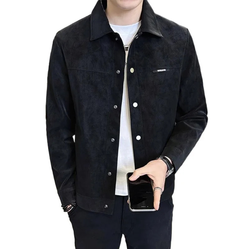 Spring and Fall Jacket Men 2024 Plankton Fashion Lapel Suede Spring Clothing Mens Coat Varsity Jacket 241107