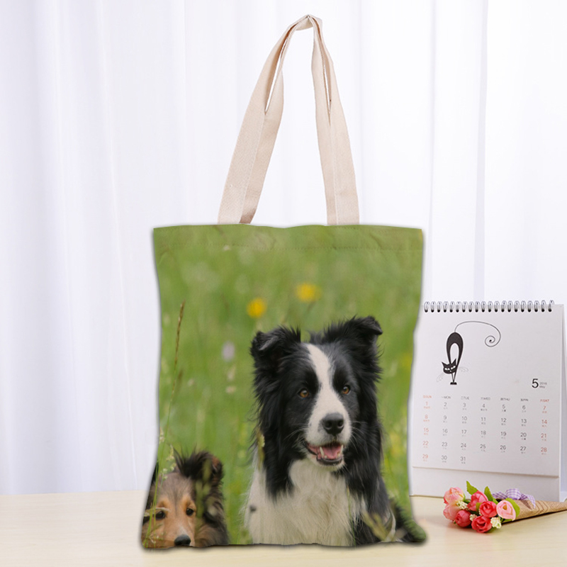 Animals Sheltie Dogs Tote Bag Handbag Shoulder Pouch Foldable Canvas Shopping Bags Reusable Women Canvas Shoulder Bag