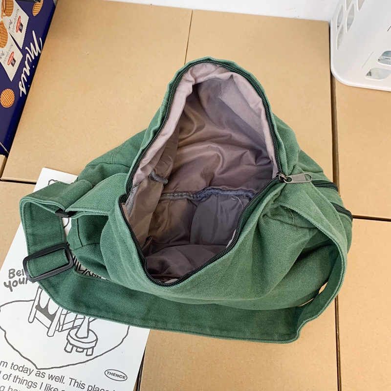 2022 Winter New 100% Cotton Shoulder Bags Solid Black Canvas Packages Unisex Large Capacity Leisure Or Travel Crossbody Bag