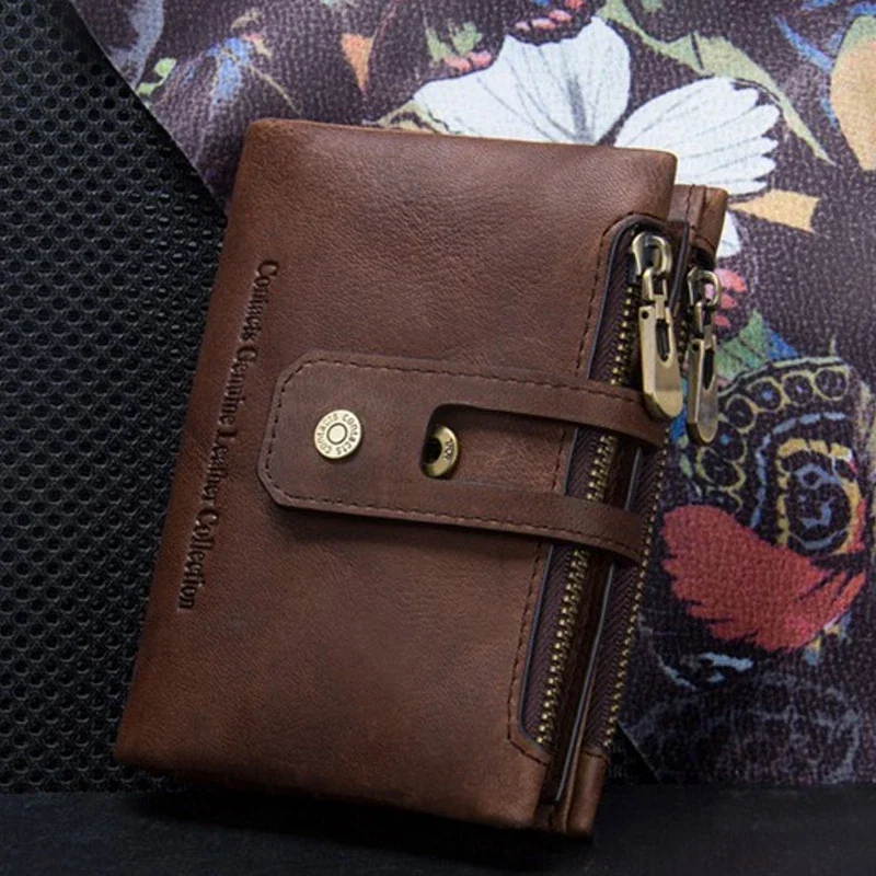 Genuine Leather Wallets for Women Men Short Bifold Fashion Green Purses Card Holder Coin Purse Money Clip Banknote Clutch Wallet