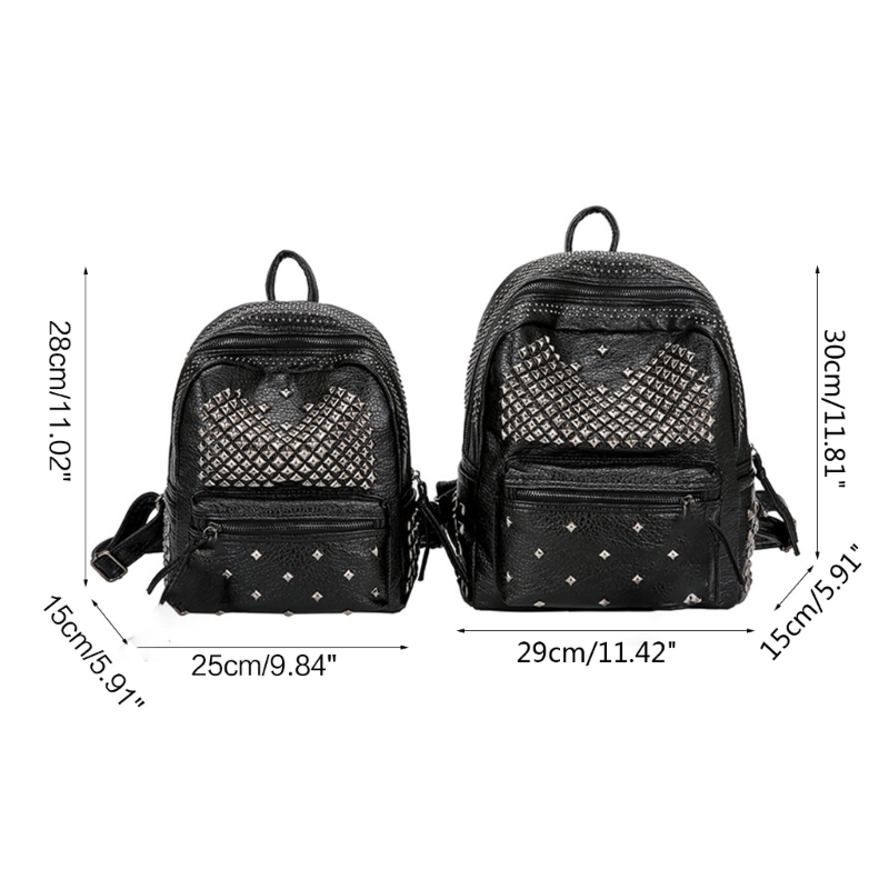 Women Rivet Studded Backpack Fashion PU Leather Student School Bookbag Teenager Girls Travel College Anti Theft Rucksack Dayback