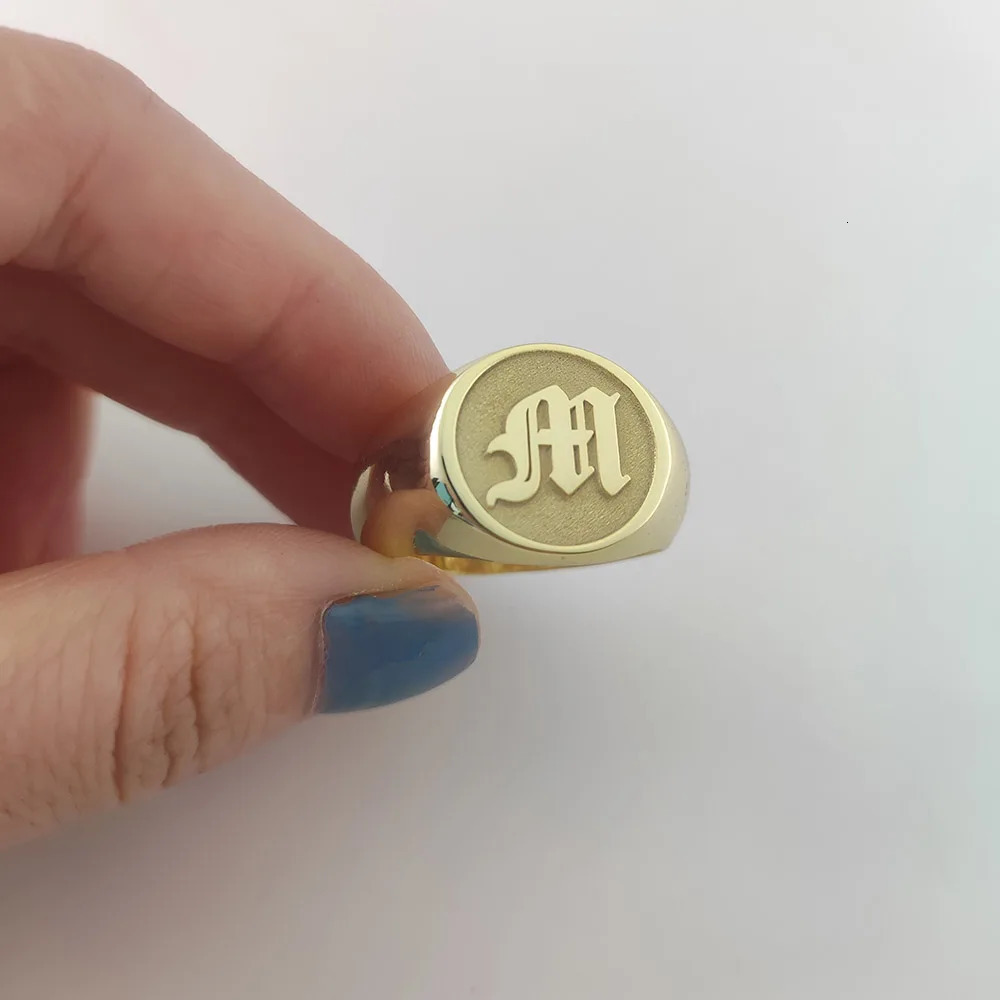 Free delivery customized 3D carved 26 letter 15mm ring mens fashion ring 925 silver ring family gift 241106