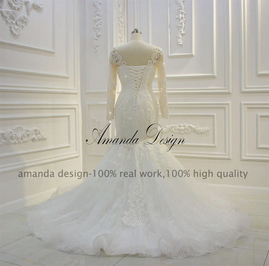 Amanda Design abendkleider Long Sleeves Mermaid Low Back Wedding Dress