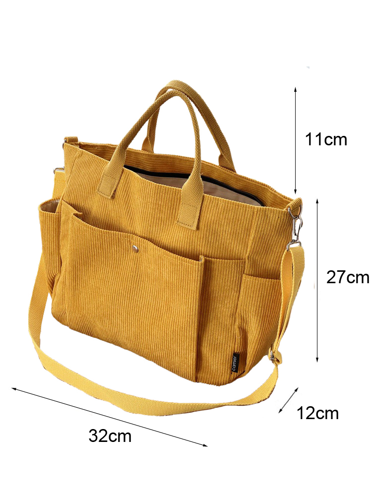Hylhexyr Square Thickened Corduroy Handheld Shoulder Bag Solid Color Shopping Bags Female Student Leisure Handbag