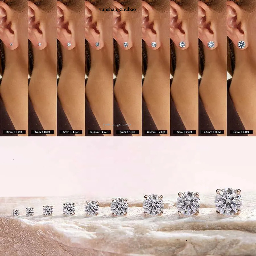 Firstmadam Pure 14K Gold Screw stud semi mount Back Moissanite Earrings for Wife Mom Girlfriend