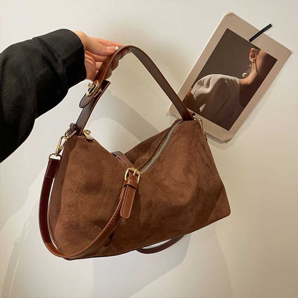 Women Suede Crossbody Bag With Inner Pocket Shoulder Bag Adjustable Strap Satchel Purse Clutch Purse for Work Travel Y250528