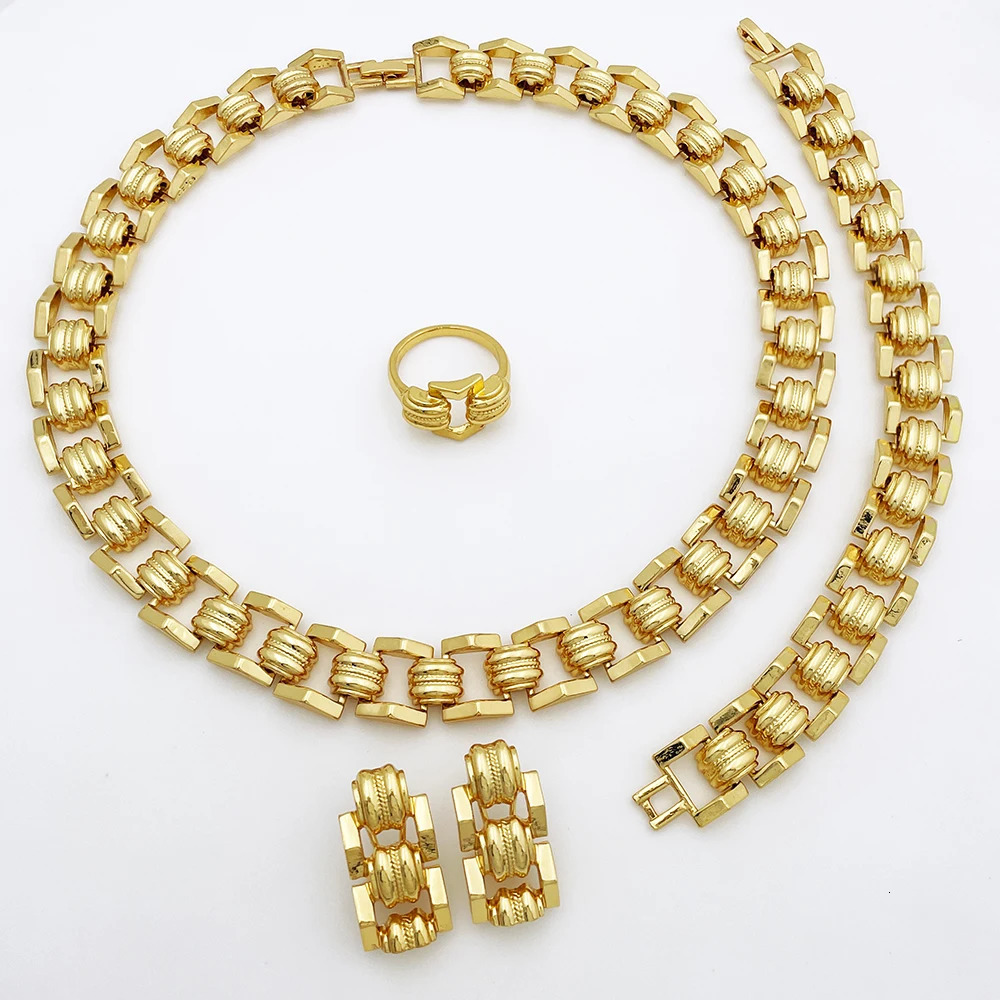 High quality jewelry set suitable for women Dubai Nigeria parties jewelry necklaces earrings bracelets and rings wedding party gifts 241106