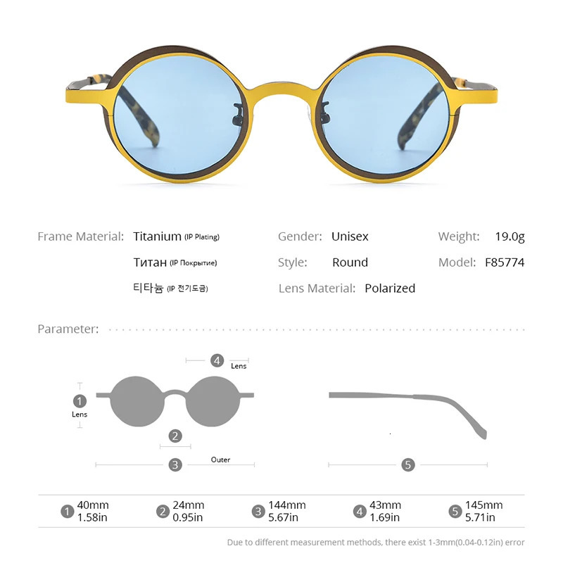 FONEX Sunglasses for Men Vintage Small Circular Polarized Sunglasses for Women UV400 Sunshade Glass F85774T 241106