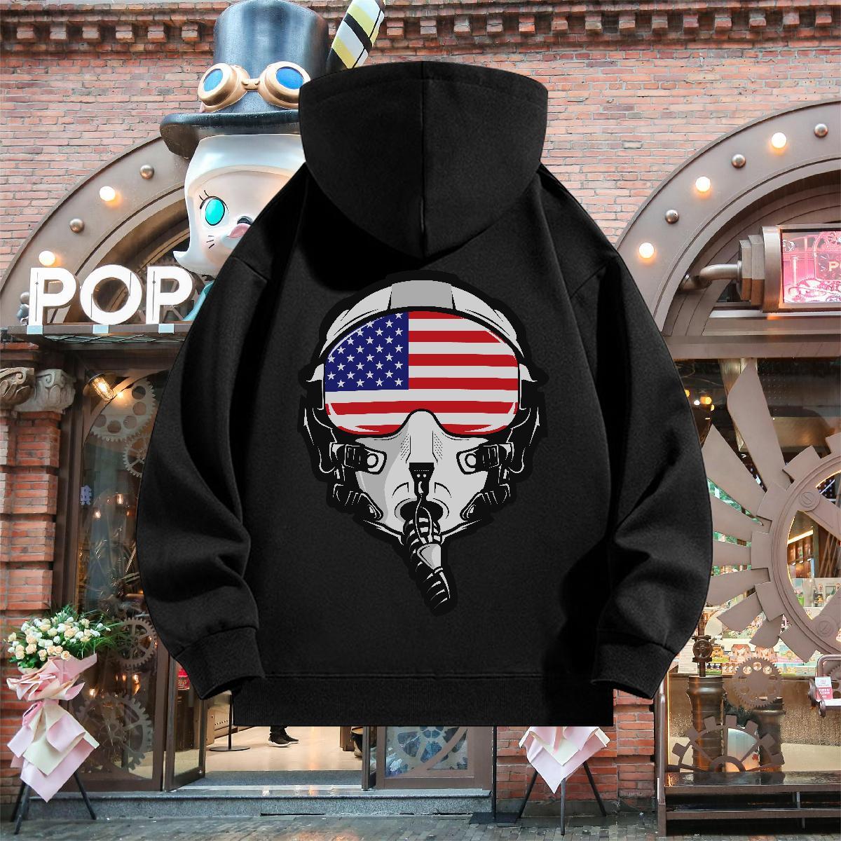 Casual New Men Sweatshirt hoodie Hooded Collar Loose Fit Couples Hoodie DIY Printed Clothes Casual Daily Wear Thick Fleece