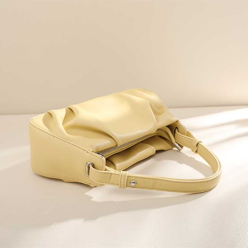 French Style Simple Handbags Fashion Solid Color PU Pleat Cloud Bags Lady Casual Versatile Shoulder Bag Sac Femme Bandouliere