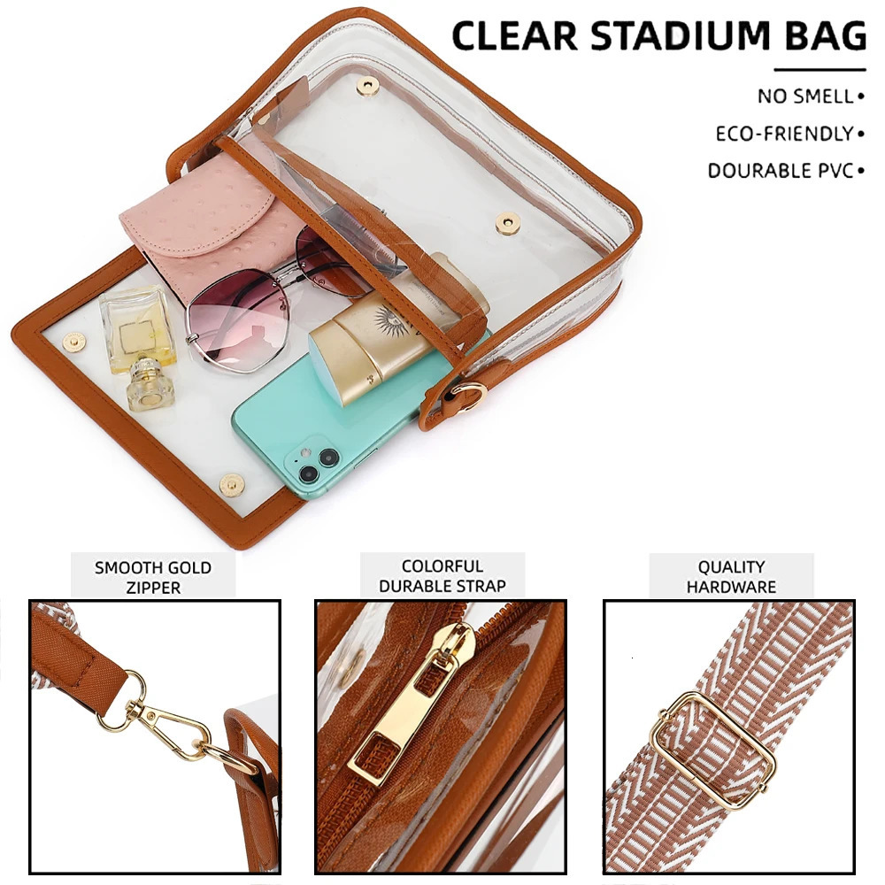 Clear Satchel Bag Purse Stadium Approved for Women Small Clear Crossbody Bag Fashion Cute See Through Clutch Mini Shoulder Bag 241107ww