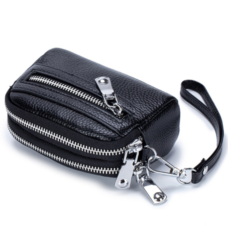 Women Mini Wallet Cowhide Leather Female Purse Card Holder Coin Purse Short Wallet Small Purse Zipper Keychain Clutch Bag Wallet