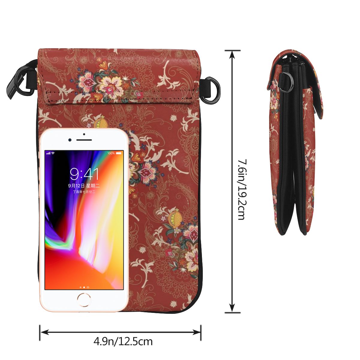Brand Mini Woman Messenger Bag PU Leather Shoulder Bag Floral Multi-Function Mobile Phone Bag Outdoor Casual Clutch Bag