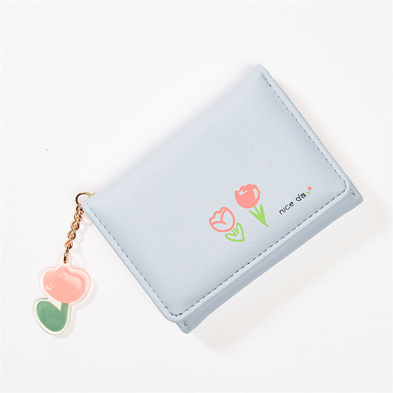 Women Short Cute Small Wallets Student 3 Fold Card Holder Girl ID Bag Card Holder Coin Purse Ladies Printing Wallets Bags