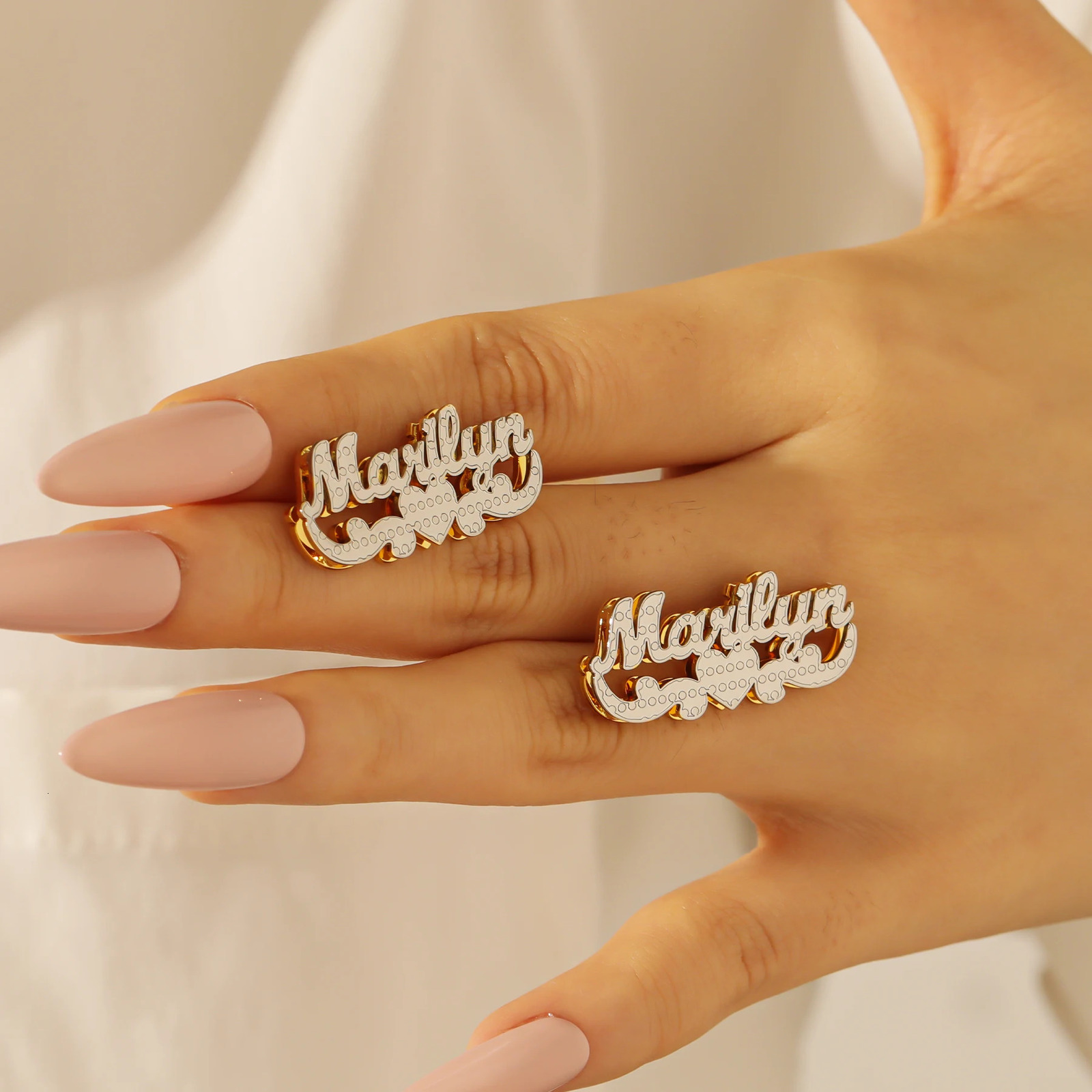 Qitian Customized Name Earrings Two tone Personalized Stainless Steel Jewelry Womens Earrings Birthday Gift Earrings Trend 241106