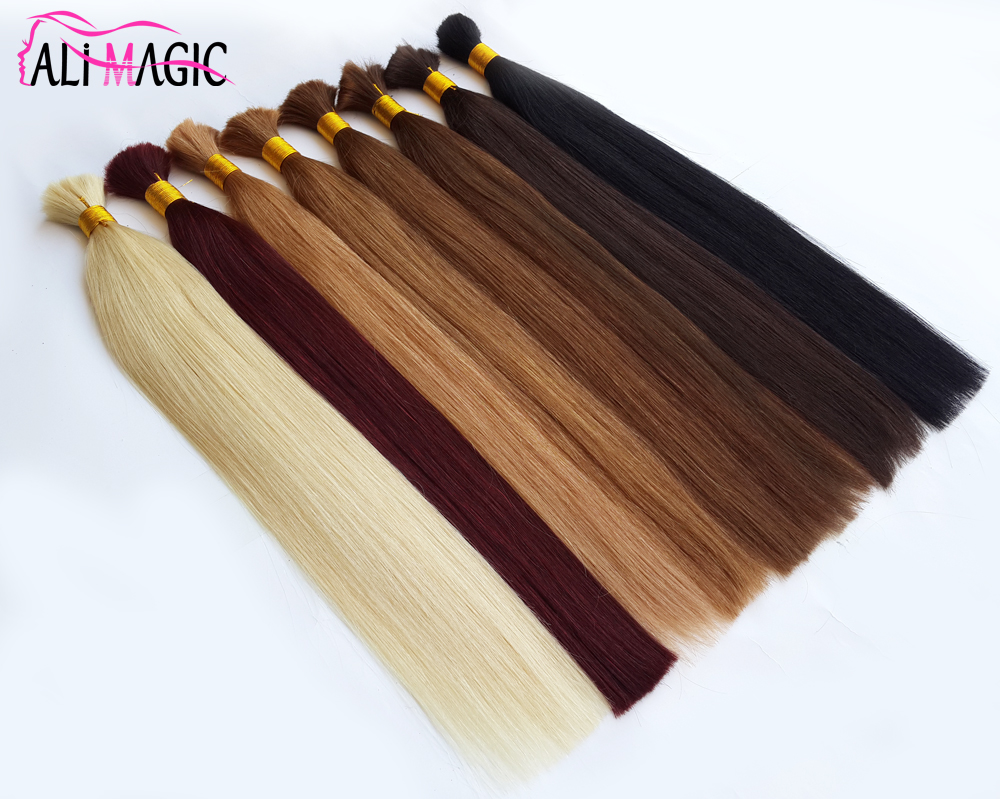 26inch Blonde Human Hair For Braiding Bulk Hair Factory Straight 20 22 24inch 100g/Lot Wholesale Ali Magic Wholesale