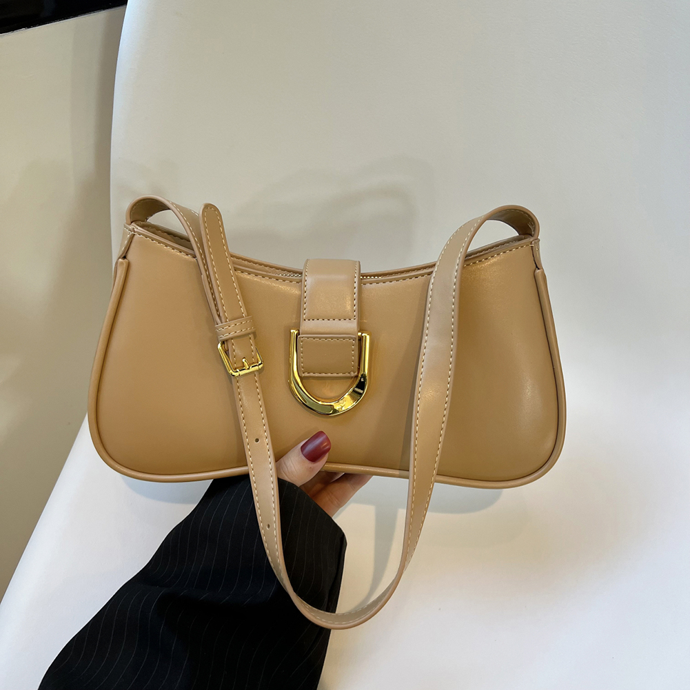 Women PU Underarm Bag Large Capacity Stylish Armpit Bag Solid Color Elegant Tote Purse Adjustable Strap for Outdoor Travel