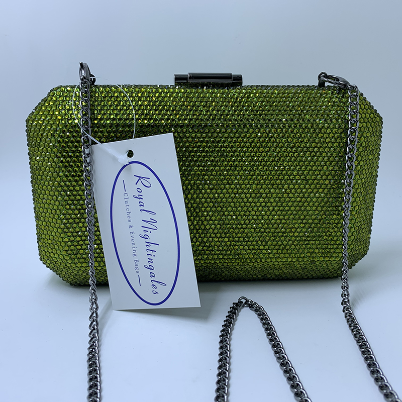 Royal Nightingales New Olive Green Party Evening Bags and Clutches with Crystal Rhinestone for Womens Party Wedding Prom Dress
