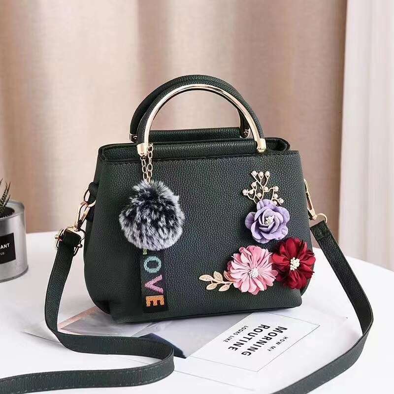 New Flower Special Handbag Fashion Women's Hair Ball Pendant Single Shoulder Crossbody Bag Bags