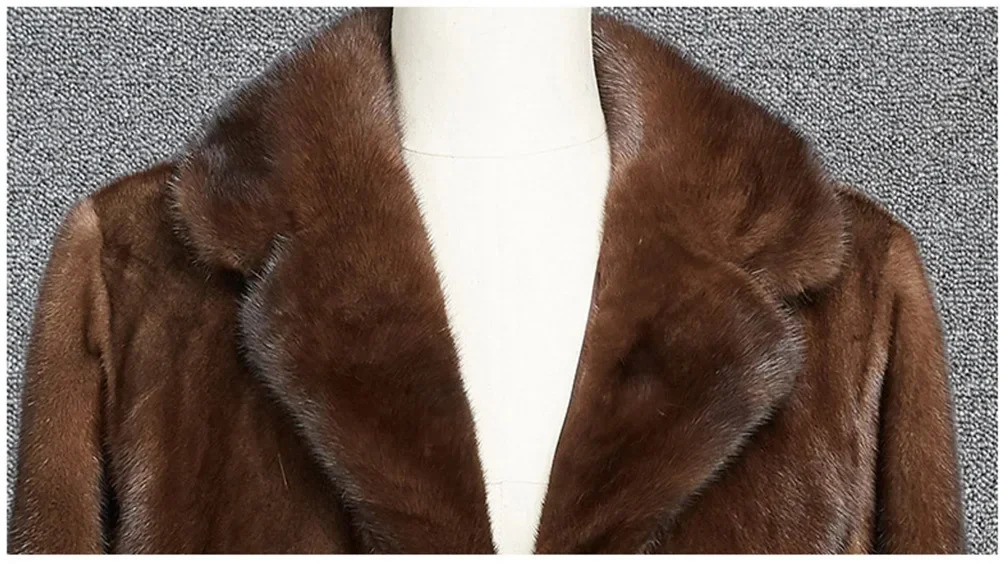 Mens dark brown faux fur warm mink coat with thick collar autumn loose casual jacket 241107