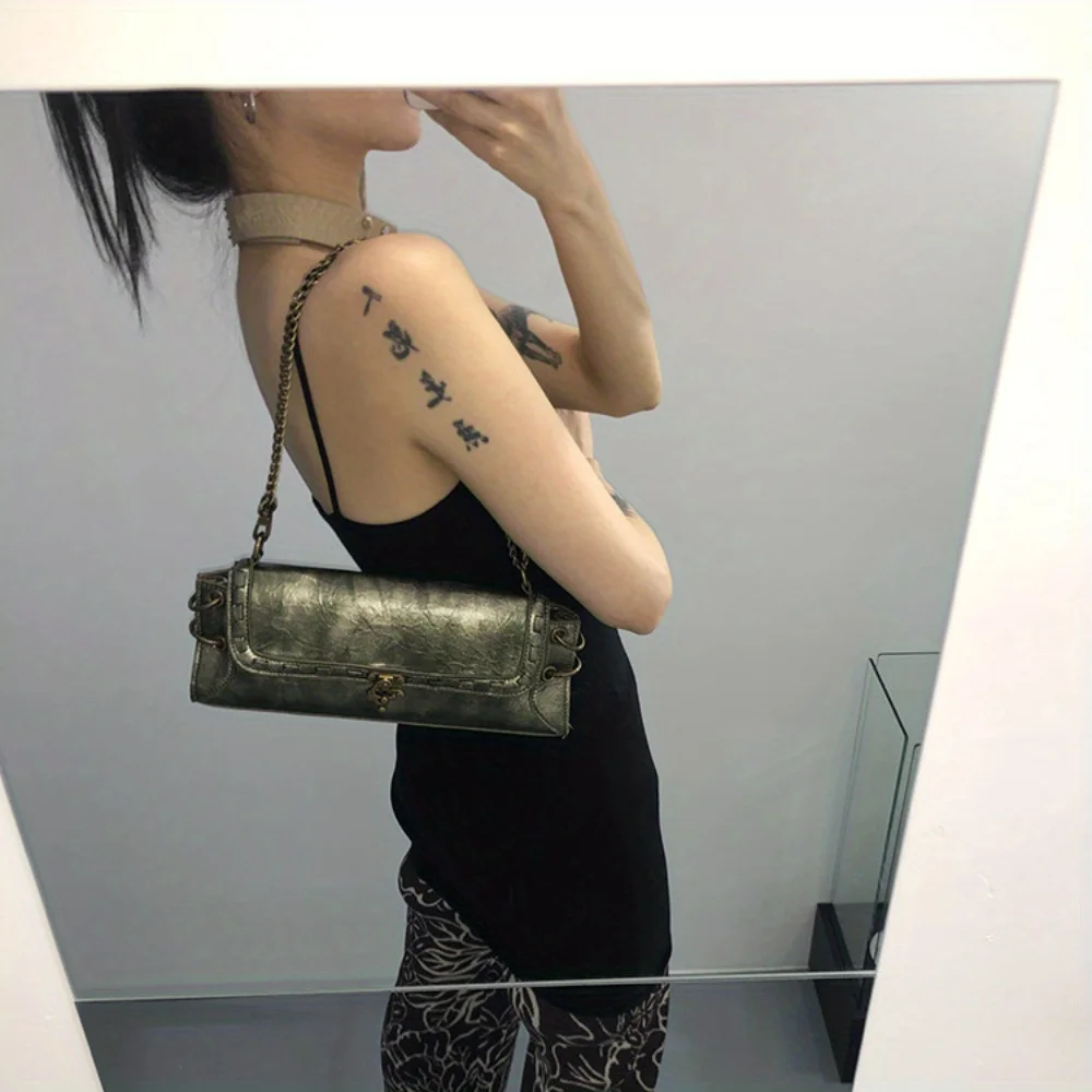 1PC vintage subculture lock bronze gold armpit bag/crossbody bag