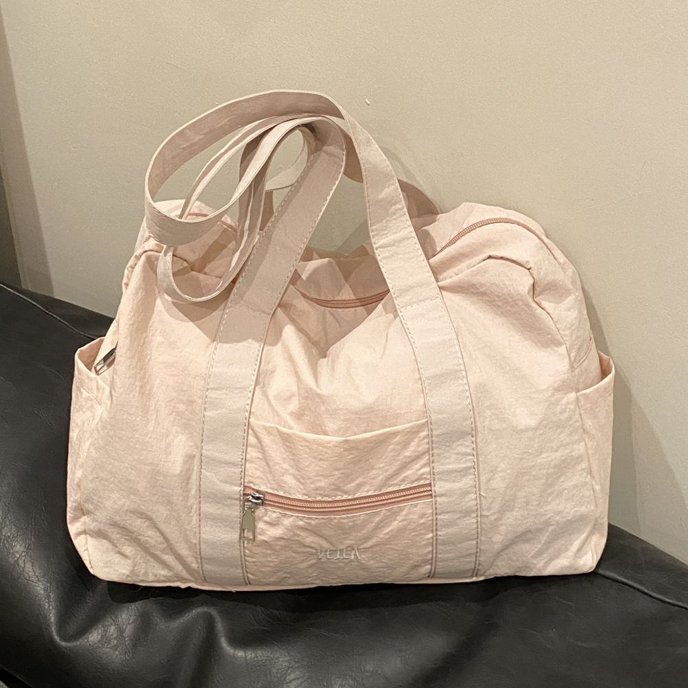 Unisex Everyday Overnight Bag Solid Color Travel Carry-On Handbag Multi-Pocket Lightweight Tote Handbag Outdoor Short Trip Bag