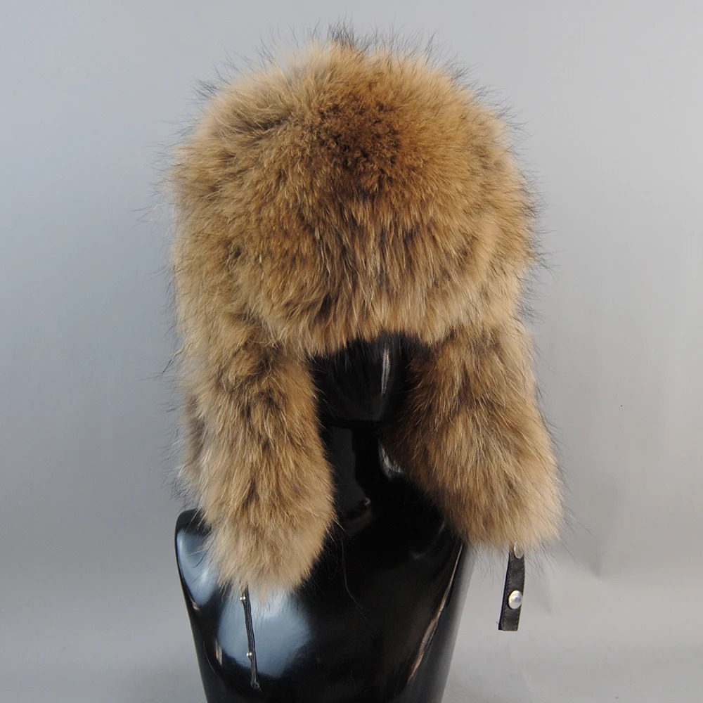 unisex outdoor windproof winter natural real fox fur bomber hat womens raccoon fur hat real sheepskin fur hat 241106
