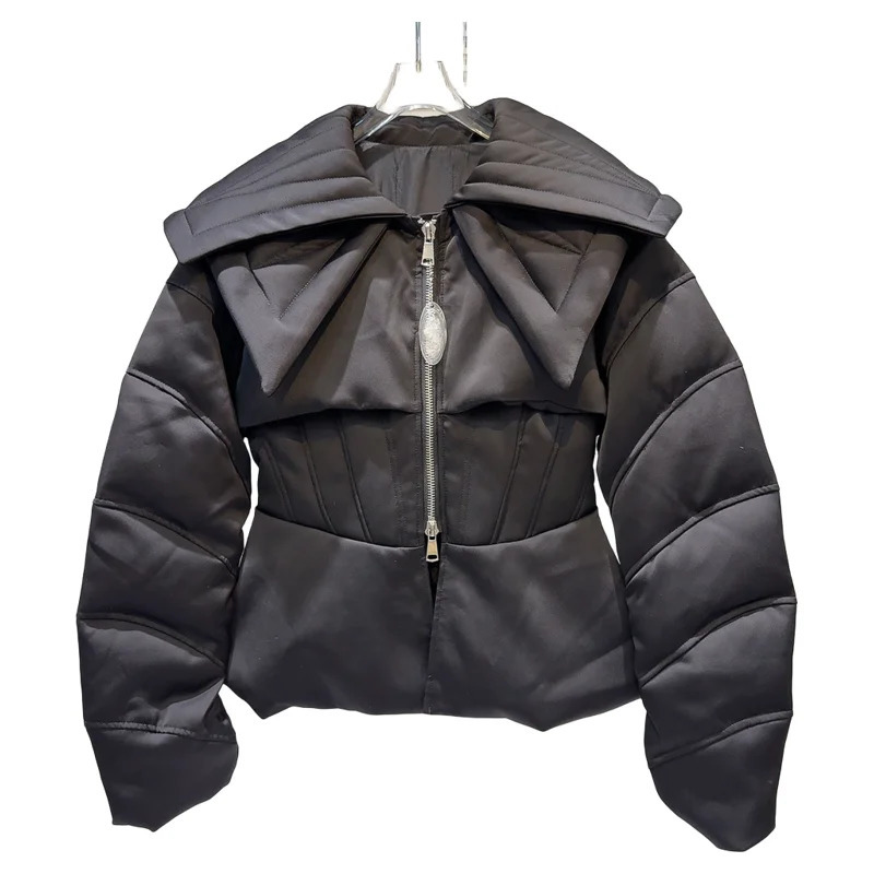PREPOMP Winter Double layered Sailor Collar Ultra thin Waist Warm Coat Womens White Duck Down Jacket GS512 241107