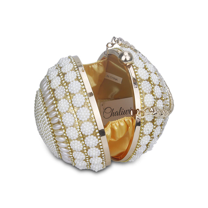 Chaliwini Women's Pearl Beaded Evening Bags Pearl Beads Clutch Bags Handmade Wedding Bags Glod Silver Quality Assurance