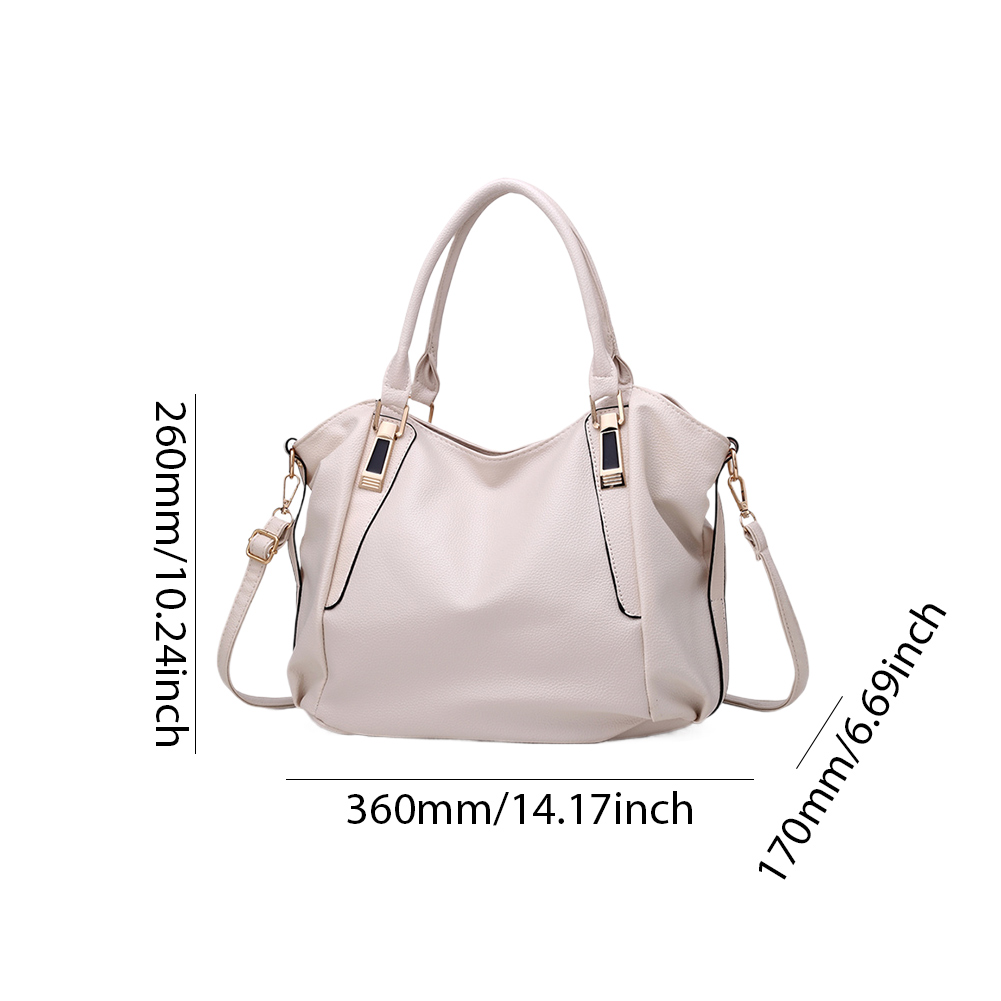 Women Trendy Commuting Bag Large Capacity PU Simple Messenger Bag Solid Color Chic Hobo Bag Adjustable Strap for Outdoor Travel