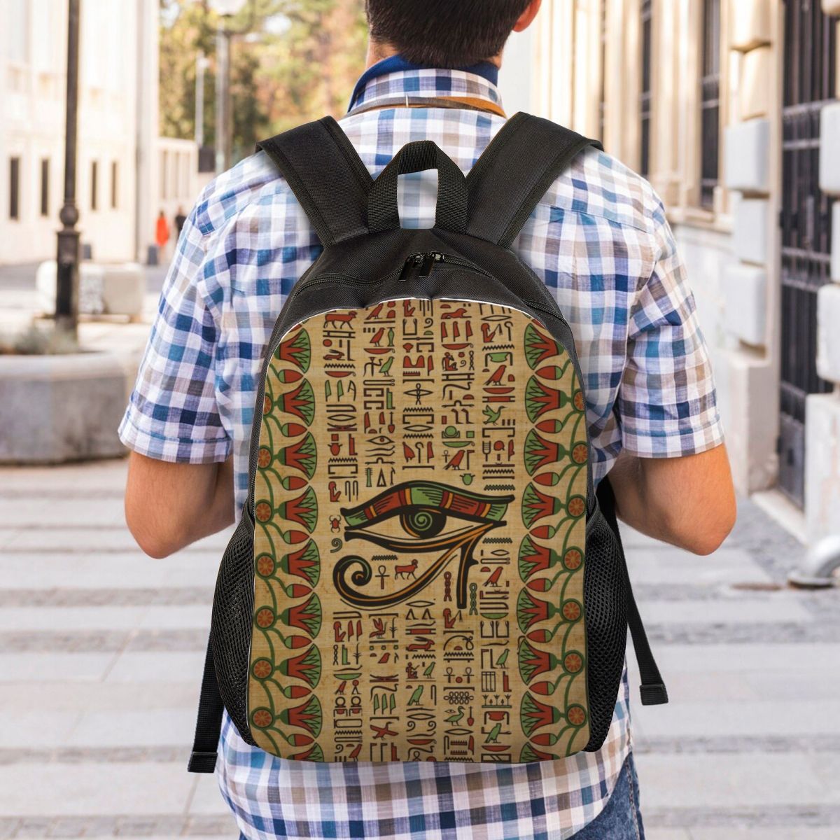 Egyptian Eye Of Horus Travel Backpack Women Men School Laptop Bookbag Ancient Egypt Hieroglyphs College Student Daypack Bags
