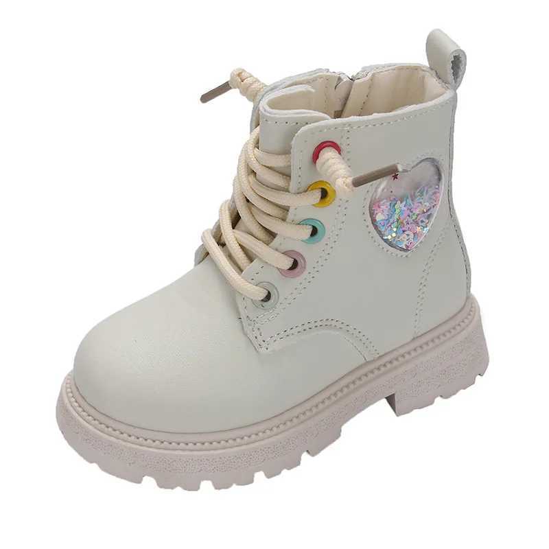 Fashion Girls Boots Autumn Soft Leather Platform Boots Toddler Round Toe Chunky Kids Shoes Casual Non-slip Ankle Boots XJ241206