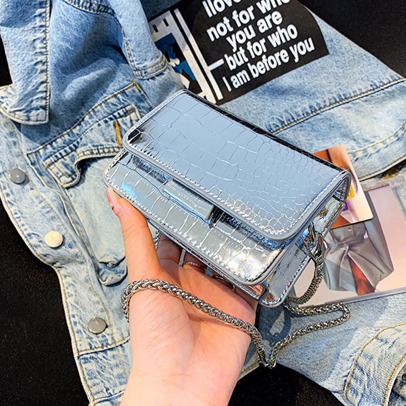 Vintage Women Silver Chic Crossbody Bag Luxury Designer Small Shoulder Bags Fashion Gold Mini Square Cute Pu Leather Handbag