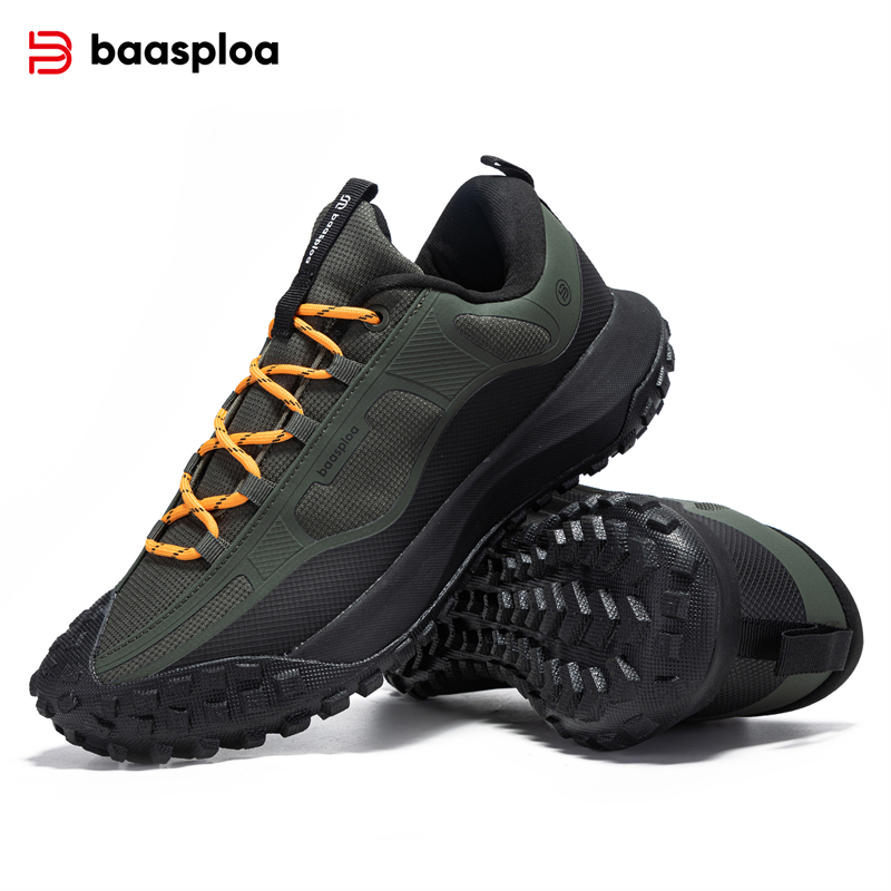 Baasploa Men Hiking Shoes Outdoor Walking Shoes Male Waterproof Camping Non Slip Sneakers